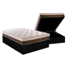 Imagem de Cama Box Baú Casal: Colchão Molas MasterPocket Ensacadas Plumatex Personalle + Base crc Suede Black(138x188)