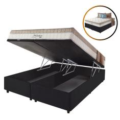 Imagem de Cama Box Baú King Preto + Colchão Molas Houston Pillow 193cm