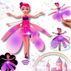 Imagem de Boneca Fada Voadora Brinquedo Infantil De Sensor Com Luzes Recarregáve
