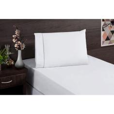 Imagem de Jogo de Lençol Percal 200 Fios Ponto Palito Solteiro 2 Peças Branco