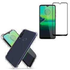 Imagem de Kit Capinha Anti Impacto Com Bordas + Película Vidro 3d 9d Compatível Moto G8 Play