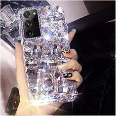 Imagem de Cavdycidy Capa para Samsung Galaxy Note 20 Ultra Diamante para Mulheres 3D Glitter Bling Capa Luxuosa Cristal Brilhante Diamante Amortecedor Pedras Clara Linda Capa Protetora Feminina Capa Feminina