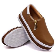 Imagem de Tênis Dk Uze Shoes Slip On Casual Calce Facil Zíper Listra Feminino-Feminino
