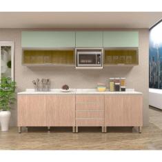 Imagem de Armário De Cozinha Completa 8 Peças Com Tampo Legno Crema Com Cumaru E