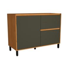 Imagem de Balcão 120cm 1 Porta 2 Gavetas 1 Porta Temperos Cozinha Milão Grafite/Freijó Rocks