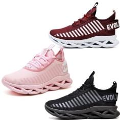 Imagem de Kit 3 Tênis Trança Bordo, Black e Rosa35