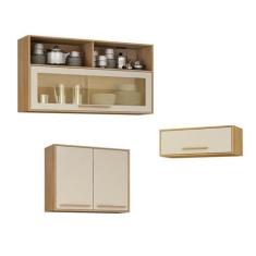 Imagem de Cozinha Compacta 3 Armários Aéreos Salvador Cinamomo/Off White - Valde