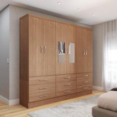 Imagem de Guarda-Roupa Casal Madri 6 Portas 9 Gavetas com Espelho Cinamomo - Panorama Móveis