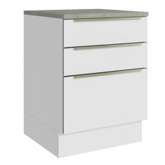 Imagem de Balcão 60 cm 3 Gavetas Branco/branco Veludo Lux Madesa
