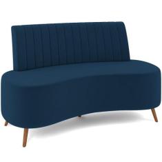 Imagem de Sofá Chaise Living 2 Lugares 135cm Para Sala Cayman K01 Veludo Azul Ma