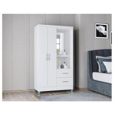 Imagem de Guarda Roupa Solteiro Ambiente Cordoba 2 Portas Branco Brilho - Poquema