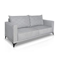 Imagem de Sofá 3 Lugares Eros Linho Bouclê Cinza Claro 200 cm