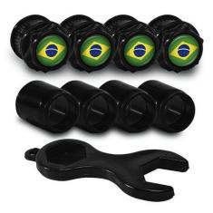 Imagem de Bicos Capa de Válvula Preto Pneu Bandeira Brasil - DCAPS