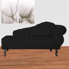 Imagem de Divã Recamier Namoradeira Larissa 150cm Suede Preto - lm decor
