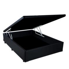 Imagem de Base Box Baú Casal Suede Preto - 39x138x188 Lord