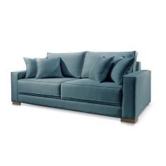 Imagem de Sofá 2 Lugares Fixo Living Hotello Linho Azul 1,8m - Poltjá Moveis