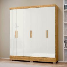 Imagem de Guarda-Roupa Casal Gliese 6 Portas 2 Gavetas Marrocos/Off White - Mx Móveis