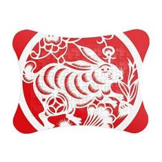 Imagem de Coelhos cortados em papel Animal do Zodíaco da China Moldura de quebra-cabeça Decoração de imagem Enfeite de jogo de quebra-cabeça