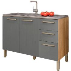 Imagem de Balcao Para Pia 120cm 3 Portas 2974 Freijo Gris Ktp Freijo Gris