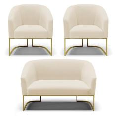 Imagem de Namoradeira E 2 Poltronas Base Industrial Dourado Stella Linh