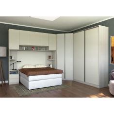 Imagem de Guarda Roupa Canto Casal 10 Gavetas e 9 Portas Legno Crema com Kashmir Prime Luciane Móveis