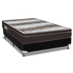Imagem de Cama Box Casal: Colchão Ortopédico Ortobom Light OrtoPillow + Base crc Camurça Black(138x188)