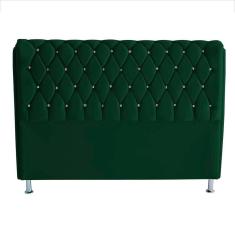 Imagem de Cabeceira De Cama Box Jully Queen 160 Cm Botão Strass Suede Verde Eli Móveis
