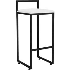 Imagem de Banqueta Alta Para Cozinha Sala De Jantar Hanna L02 Preto Corano Branco - Lyam Decor