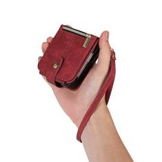 Imagem de Moda bolsa tiracolo capa de couro para telefone para Samsung Galaxy Z Flip 4 5G Flip 3 Flip3 Flip4 capa com zíper carteira slot para cartão coldre, vermelho, para Galaxy Z Flip 4