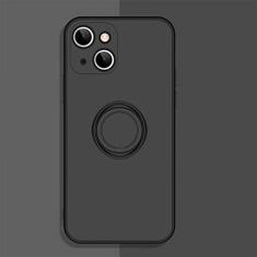 Imagem de Capa de telefone de silicone líquido macio para iPhone 11 12 13 Pro Max 13Mini XS Max X XR 7 8 Plus SE 2020 Stand Ring Capa à prova de choque, preta, para iPhone 11