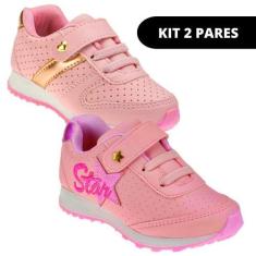 Imagem de Kit 2 Pares Tênis Infantil Feminino Casual e Escolar - Club Happy, 28,