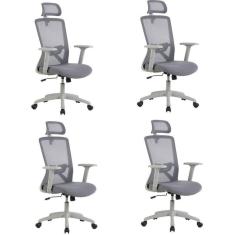 Imagem de Kit com 4 Cadeira para Escritório Office Dallas Cinza