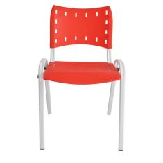 Imagem de Cadeira Iso para Escola Escritório Comércio Vermelha Base Branca