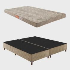 Imagem de Box Queen Júlia 42x158x198cm com Colchão Queen Unique D33 Duoface 16x158x198cm Rustico Bege