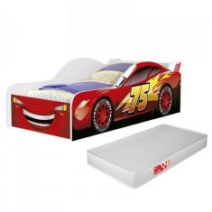 Imagem de Cama Carro Infantil Mcqueen Vermelho com Colchão Menino Menina Casinha