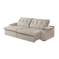 Imagem de Sofá 4 Lugares Retrátil Martins M-163 Com Acessórios Veludo Creme
