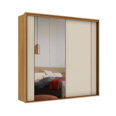 Imagem de Guarda-Roupa Casal com Espelho Imperium 100% MDF 2 PT 6 GV Freijó e Off White