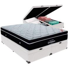 Imagem de Cama Box Baú Branco E Colchão Elegant Molas Ensacadas Queen Ortobom