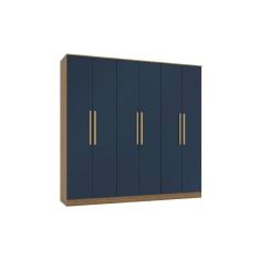 Imagem de Guarda-Roupa 6 Portas 4 Gavetas Kappesberg Adapt Nogueira/Azul Profundo 237cm