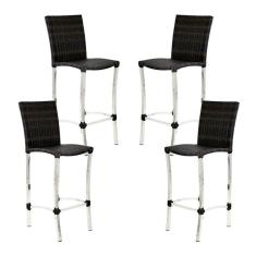 Imagem de 4 Banquetas Alta Cannes em Alumínio para Cozinha Bar Edícula