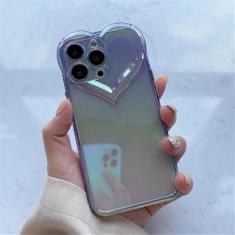 Imagem de Luxo 3D Laser Aurora Love Heart Capa de telefone transparente para iPhone 13 12 11 14 Pro Max XR XS X 8 7 Plus Capa de silicone macio, 2, para iPhone 11