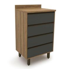 Imagem de Balcão De Cozinha Com Tampo Confort 4 Gv Cinamomo E Grafite - Batrol