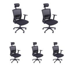 Imagem de Kit 5 Cadeiras para Escritório Presidente NR17 Office 3317 Or Design Preto