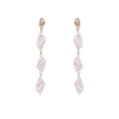 Imagem de Brinco Comprido Armazem Rr Bijoux Pedra Fosca Dourado