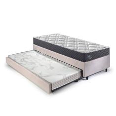 Imagem de Bicama Box Solteiro com Colchão Adapto Ecoflex Molas Ensacadas Suede 88x188cm Bege
