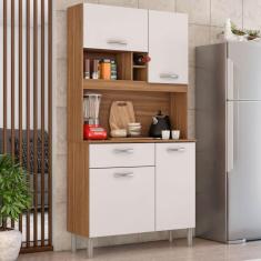 Imagem de Armário de Cozinha Malta 4 Portas 1 Gaveta Amêndola Touch/Branco - Demóbile