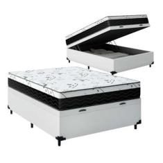 Imagem de Cama Box Baú Casal 138 Tecido Sintético Branco Com Colchão Espuma D33