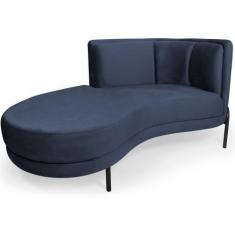 Imagem de Sofá Chaise Esquerdo Sala De Estar Penélope Base Preto Suede Azul Mari