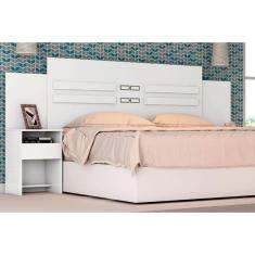 Imagem de Painel Cama Box Madeirado Casal Triunfo c/ 2 Mesas e 2 Gavetas Branco - Demóbile