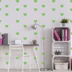Imagem de Adesivo De Parede Infantil Corações Verde Claro 55un